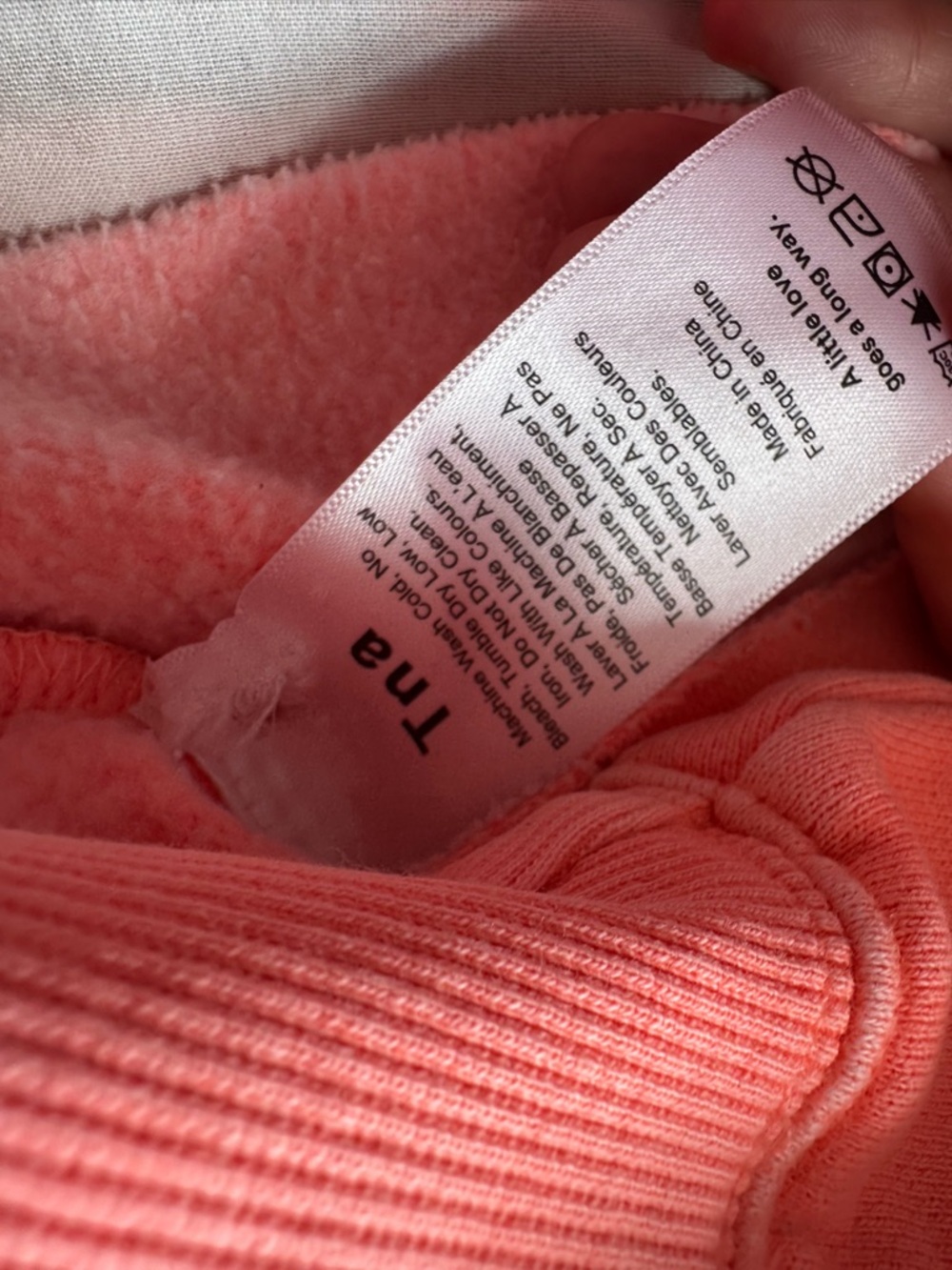 Tna by aritzia Coral Pink Cropped Hoodie Jogger Set XS Cozy Fleece - Picture 10 of 14